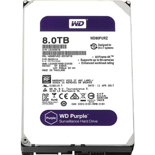 HDD 8 TB WD INTELLIPOWER SATA 64MB PURPLE WD60
